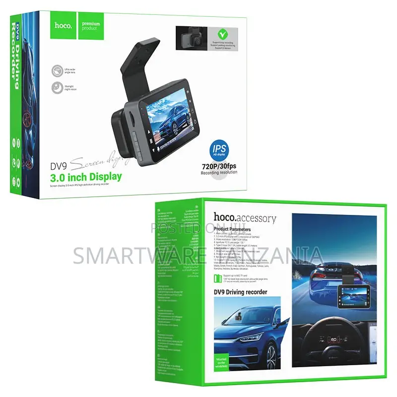 Hoco Dv9 Screen Bright Dash Cam 3 Inch Display 720p Recording