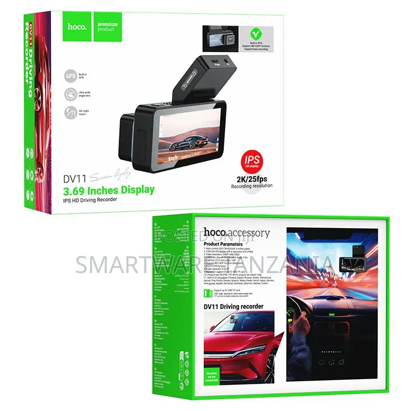 Hoco Dv11 Screen Bright Dash Cam 3.69 Inch Ips Display GPS