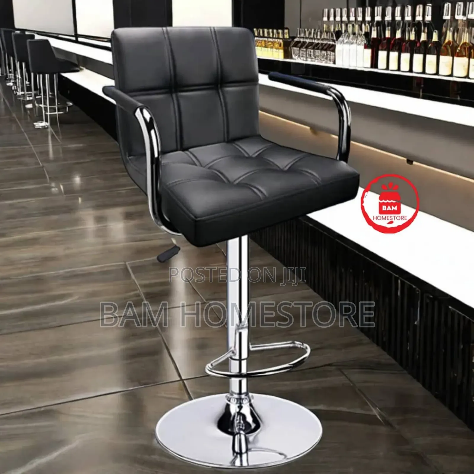 Bar Stool Adjustable Swivel Salon Kitchen Counter Chair Witharmrests