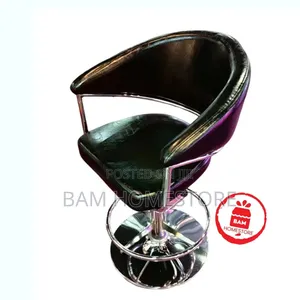 Modern Saloon Chair/Swivel Bar Stool - Luxury Leather Chrome Finish
