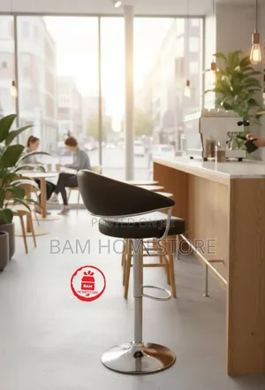 Modern Saloon Chair/Swivel Bar Stool - Luxury Leather Chrome Finish