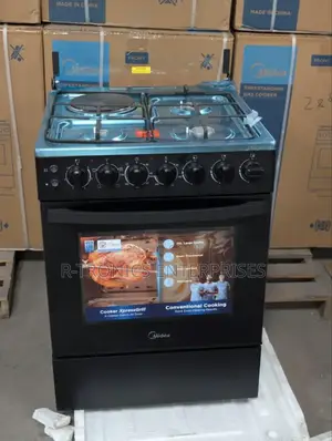 Midea Standing Cooker 60x60 Black 3 Gas + Electric + Electric Oven