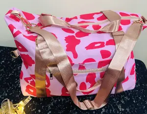Pink Leopard Print Duffle Bag