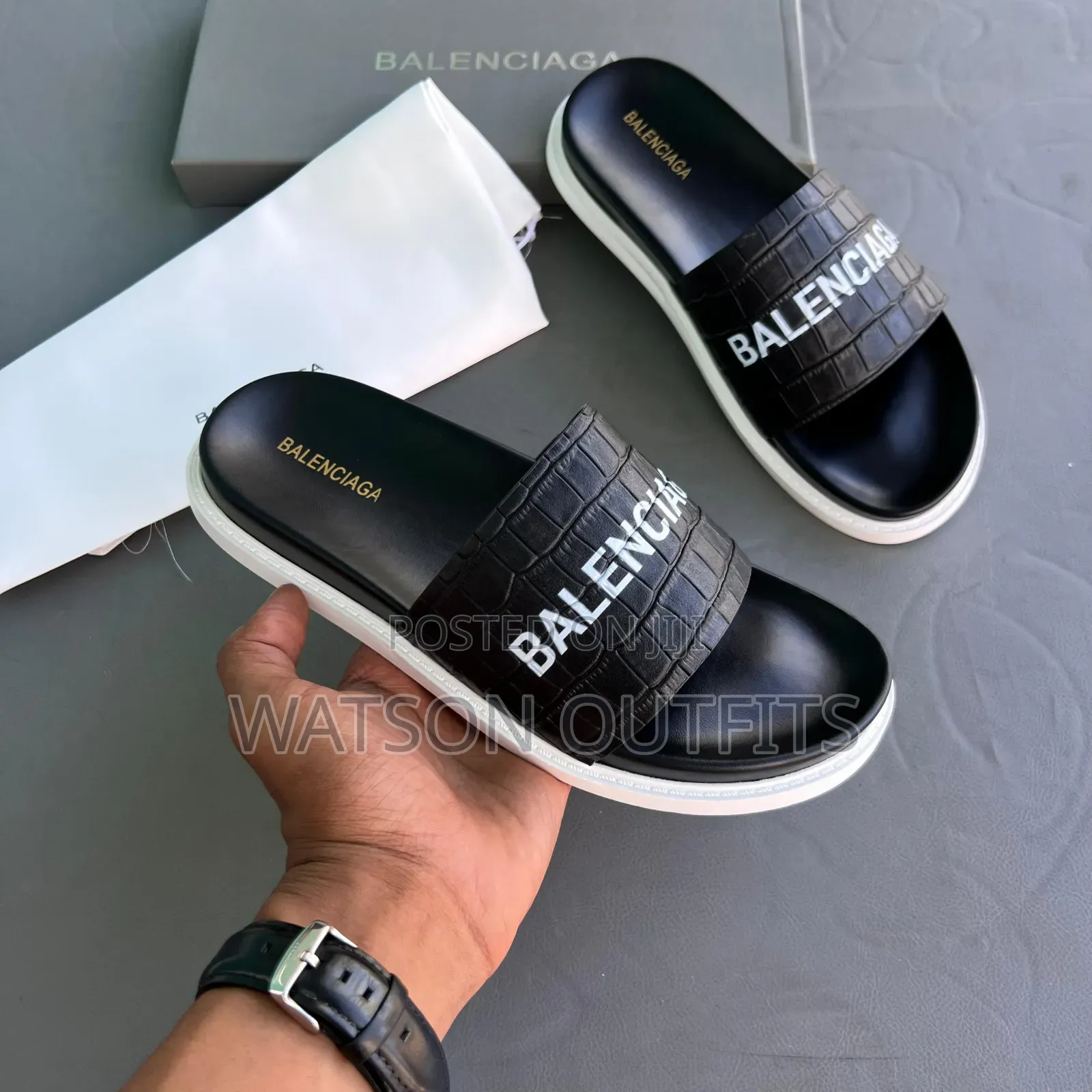 Sendo or Men's Leather Sandals Balenciaga Branded
