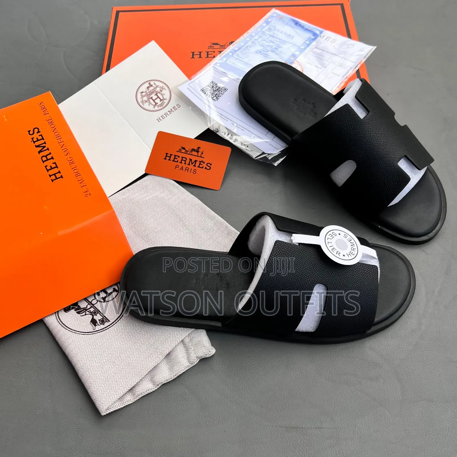 Men's Leather Sandals in Hermes Branded
