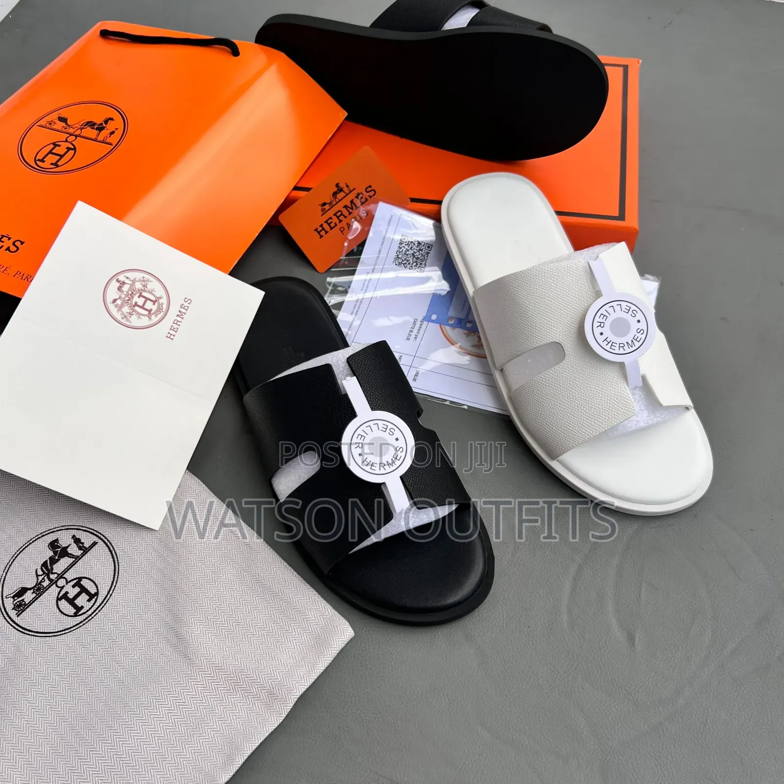 Men's Leather Sandals in Hermes Branded