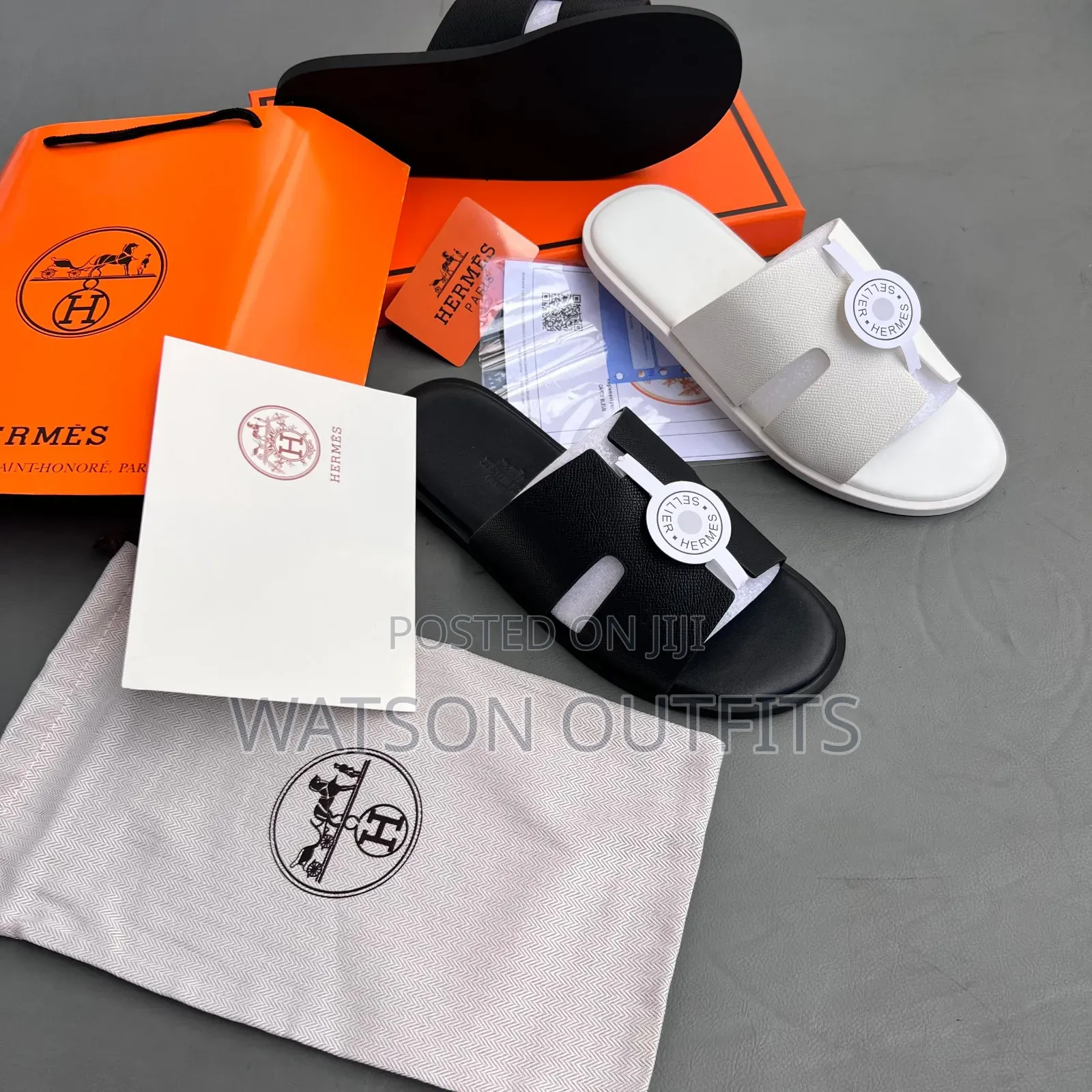 Men's Leather Sandals in Hermes Branded