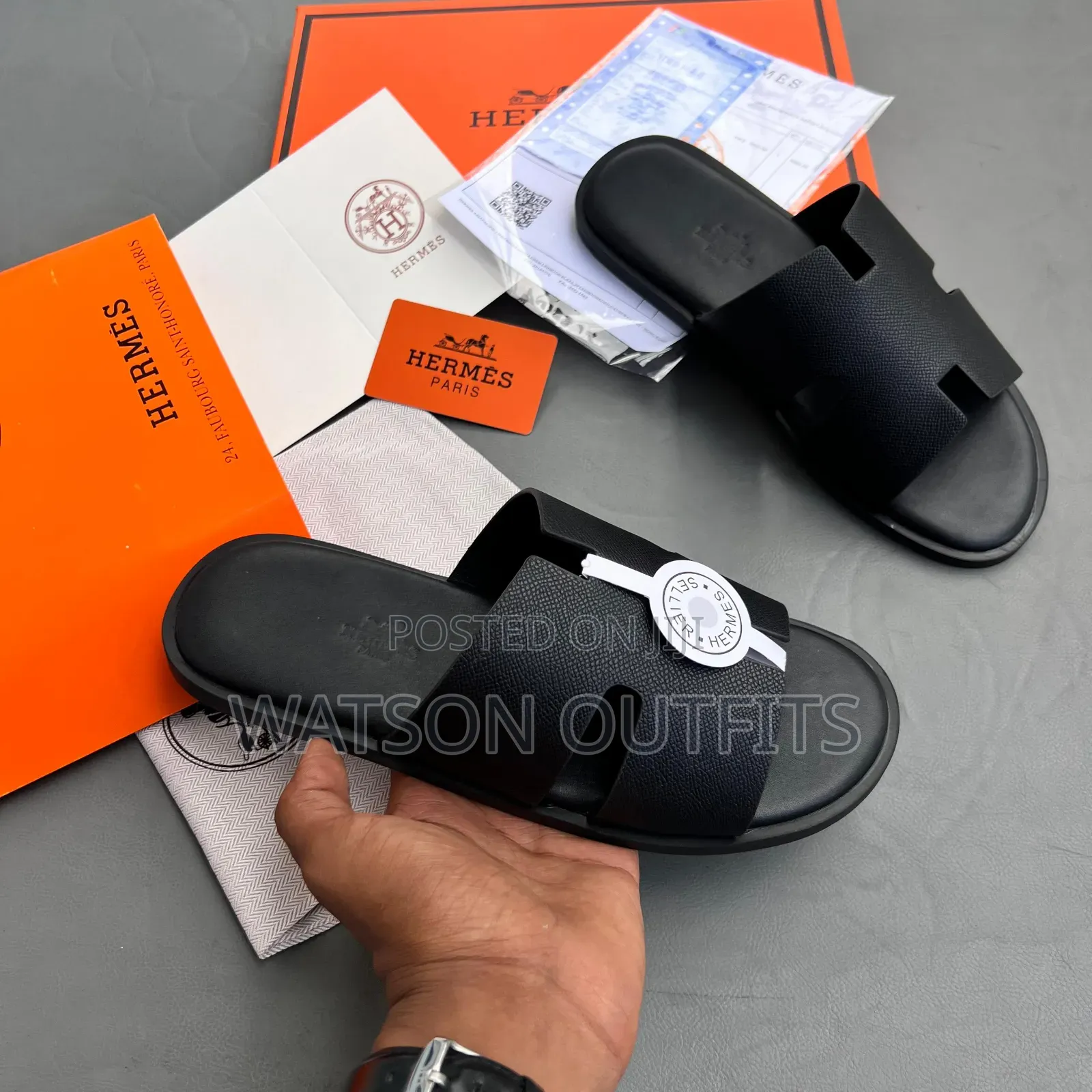 Men's Leather Sandals in Hermes Branded