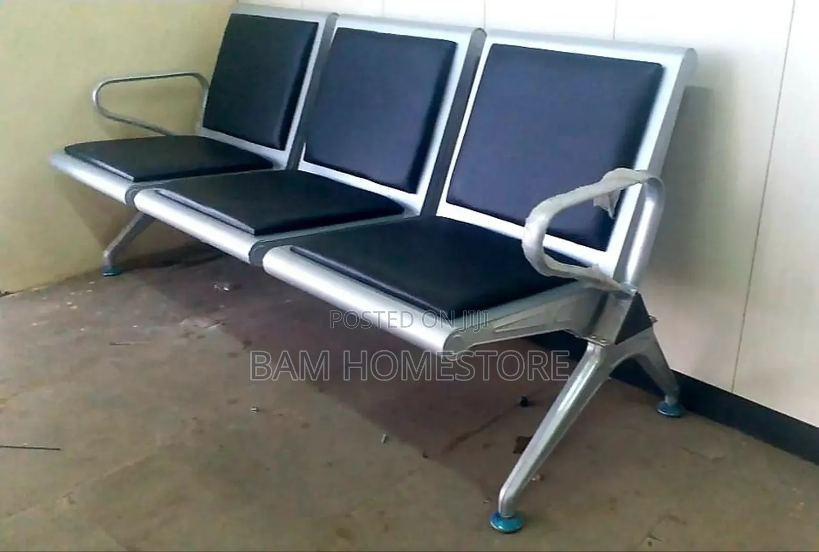 Executive 3-Seater Waiting Sofa - Modern Metal Office Reception Chair