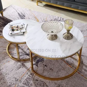 Luxury Nesting Coffee Table Set - Modern Marble Gold Round Tables