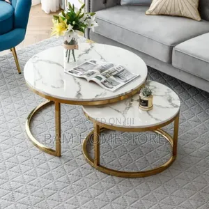 Luxury Nesting Coffee Table Set - Modern Marble Gold Round Tables