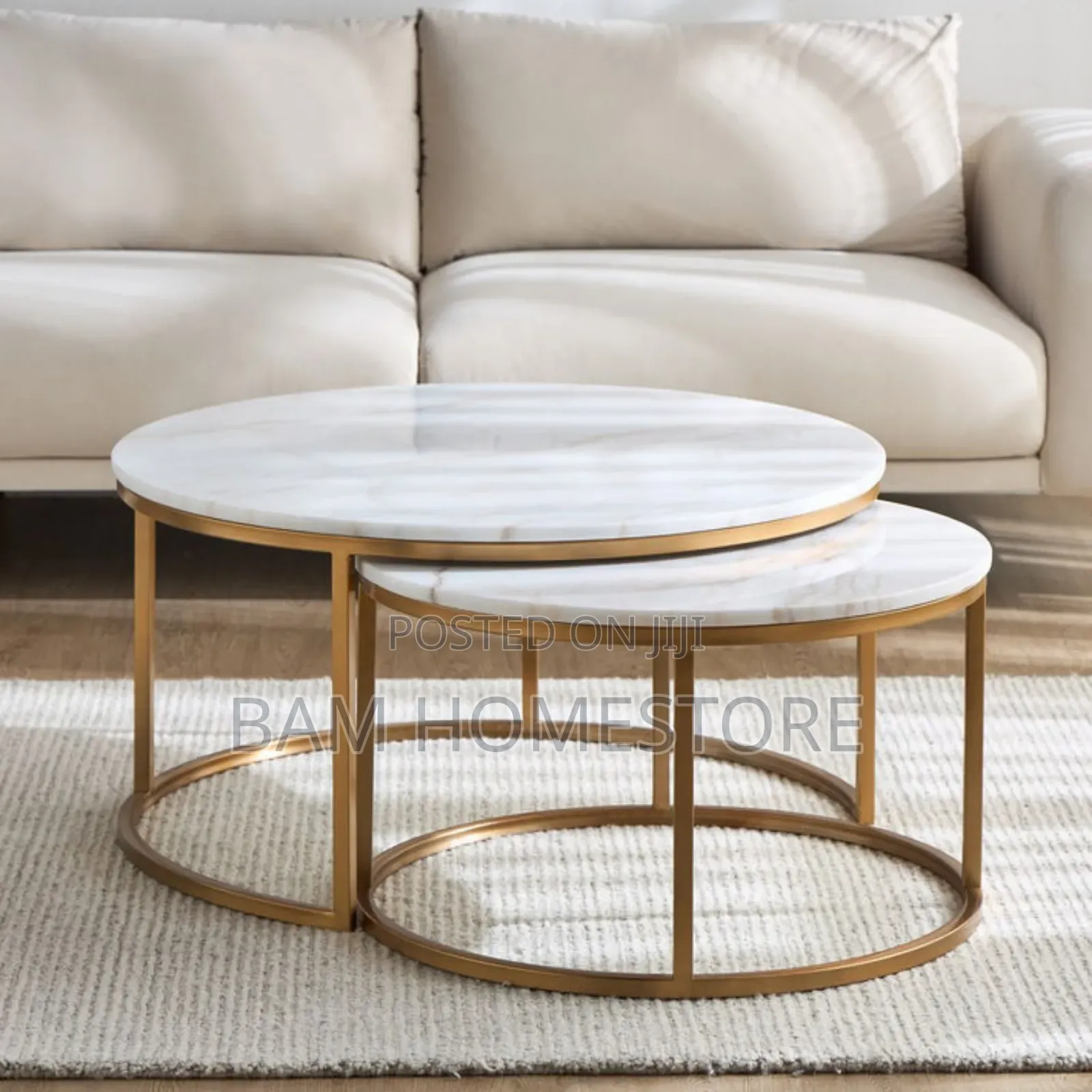 Luxury Nesting Coffee Table Set - Modern Marble Gold Round Tables