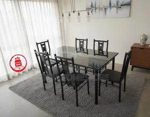 Modern 6-Seater Glass Dining Table - Meza Ya Chakula Ya Watu 6