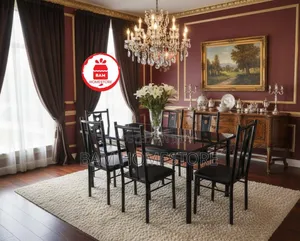 Modern 6-Seater Glass Dining Table - Meza Ya Chakula Ya Watu 6