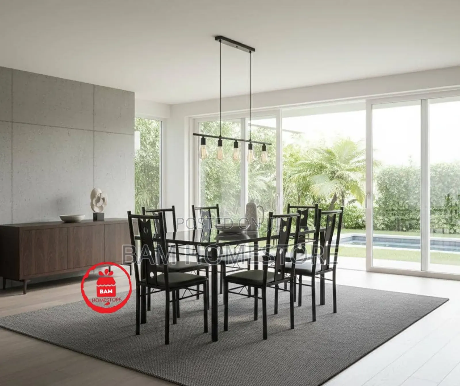 Modern 6-Seater Glass Dining Table - Meza Ya Chakula Ya Watu 6