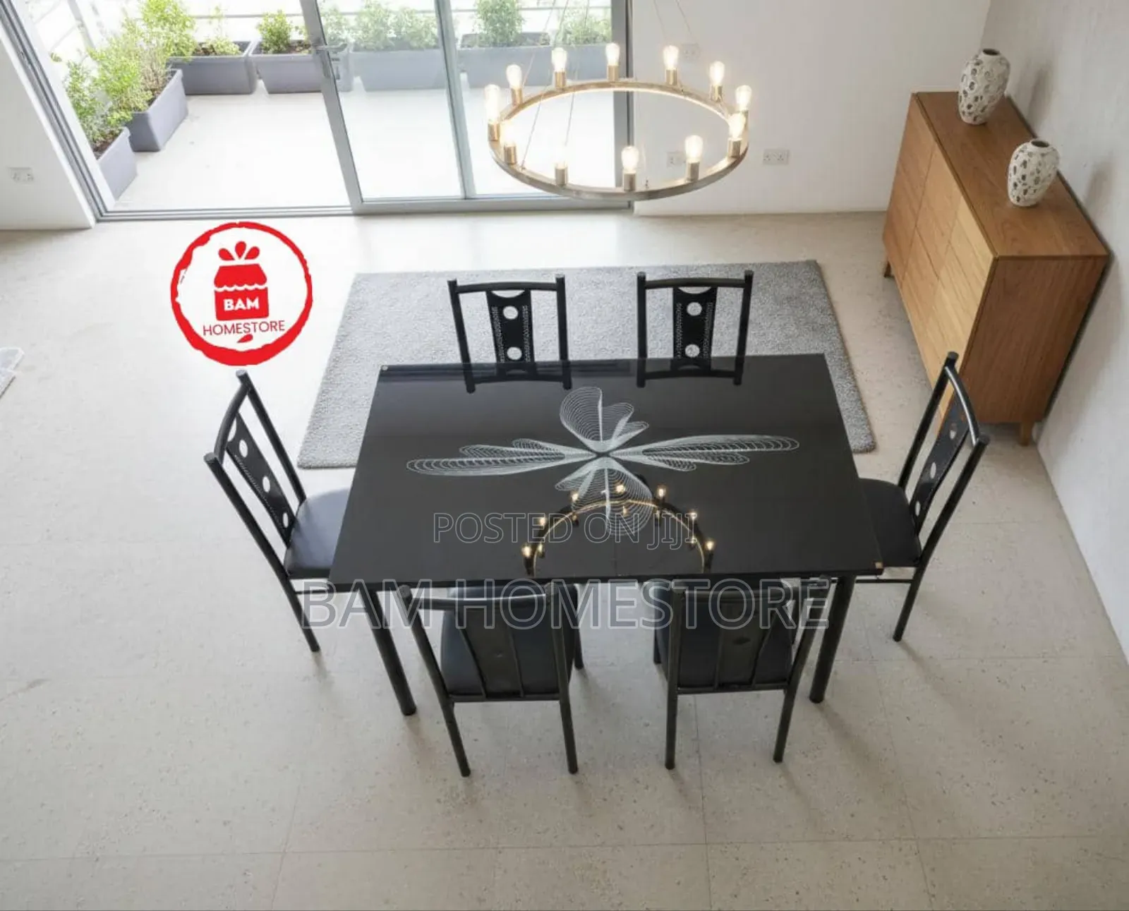 Modern 6-Seater Glass Dining Table - Meza Ya Chakula Ya Watu 6