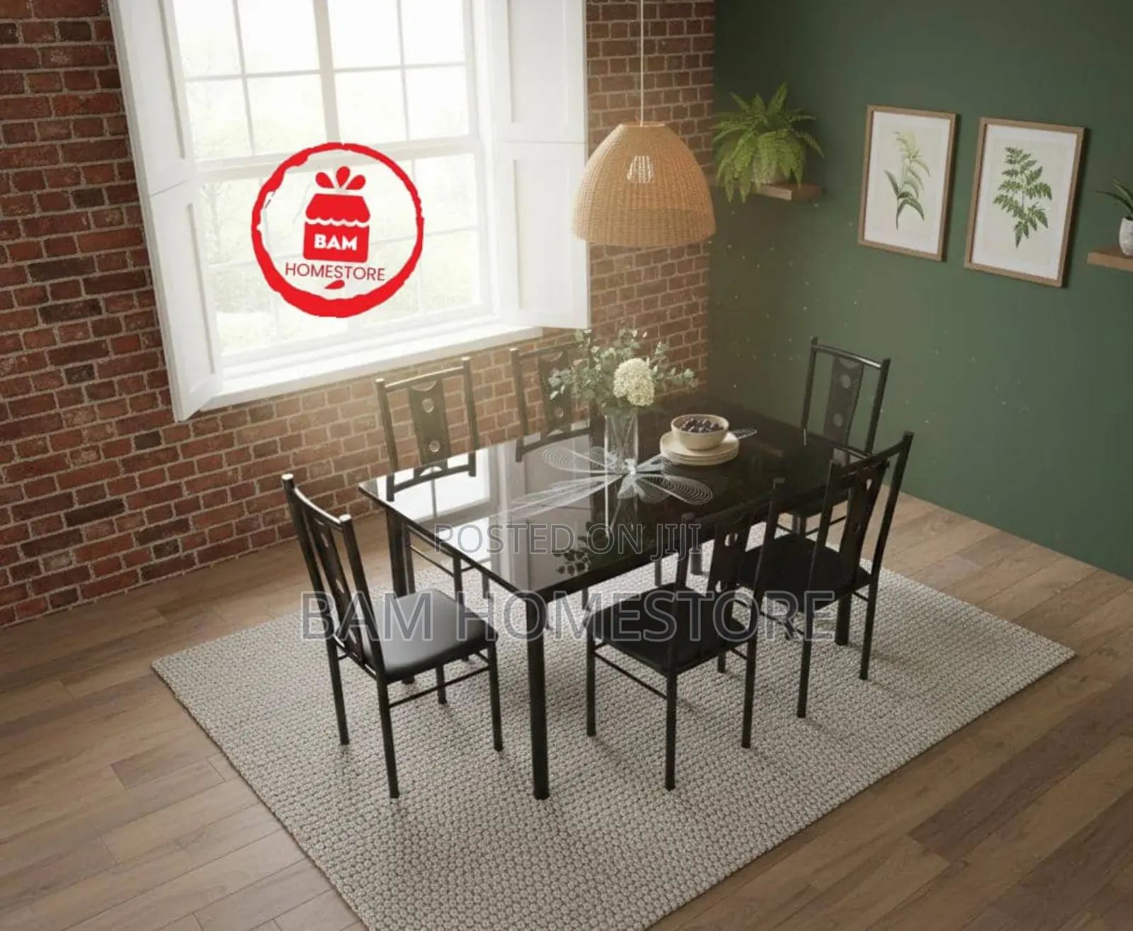 Modern 6-Seater Glass Dining Table - Meza Ya Chakula Ya Watu 6