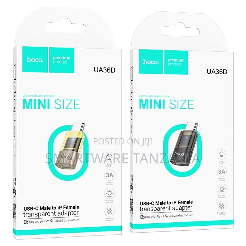 Hoco Ua36d Mini Usb-c Male To Ip Female Otg Adapter 3a Fast Charging