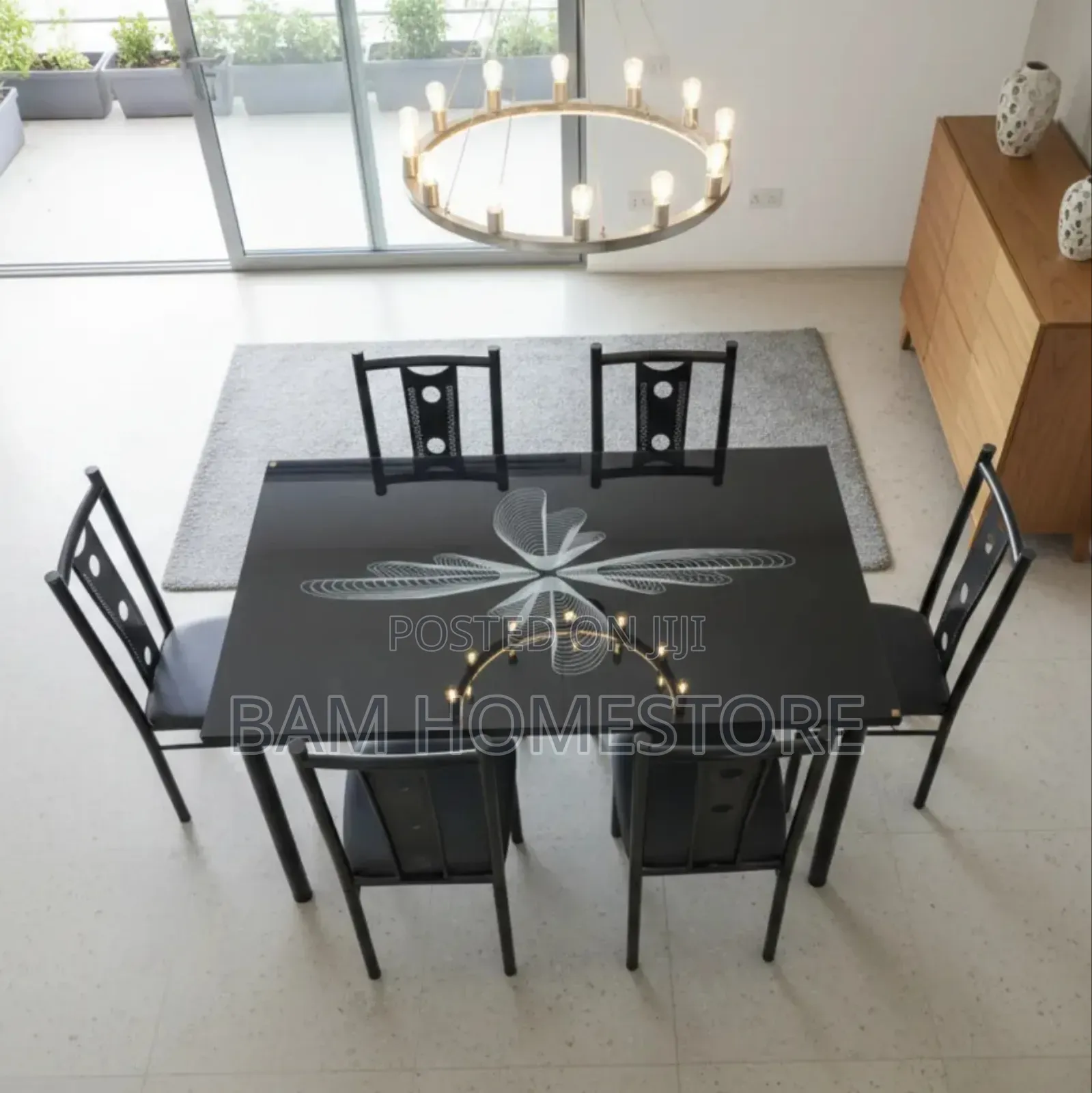 Modern 6-Seater Glass Dining Table - Meza Ya Chakula Ya Watu 6