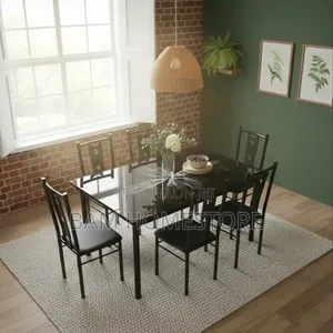 Modern 6-Seater Glass Dining Table - Meza Ya Chakula Ya Watu 6