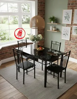 Modern 4-Seater Glass Dining Table - Seti Ya Meza Ya Chakula Viti 4