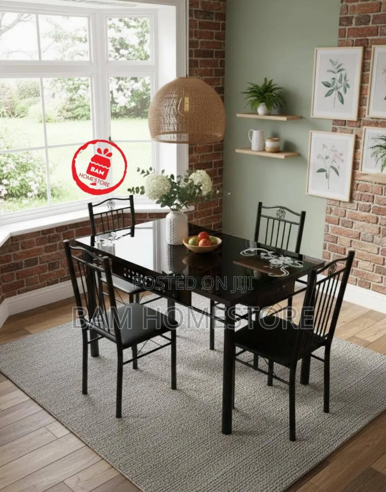 Modern 4-Seater Glass Dining Table - Seti Ya Meza Ya Chakula Viti 4