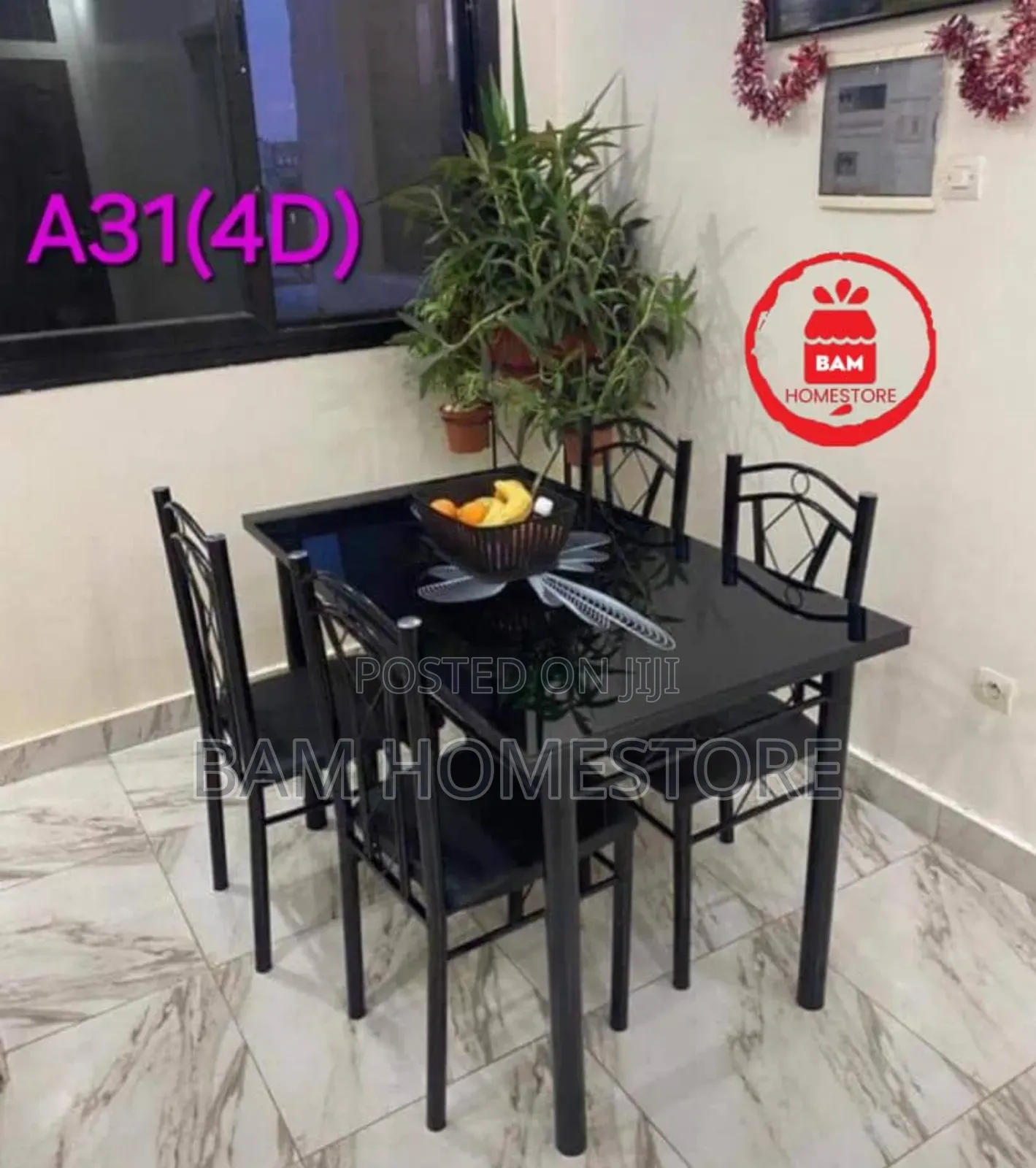 Modern 4-Seater Glass Dining Table - Apartment Set Modela31(4d)