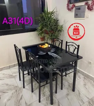 Modern 4-Seater Glass Dining Table - Apartment Set Modela31(4d)
