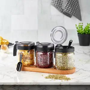 Hane Spice Jar 425ml X 3pcs Set Bergen Wooden Stand Hn2936