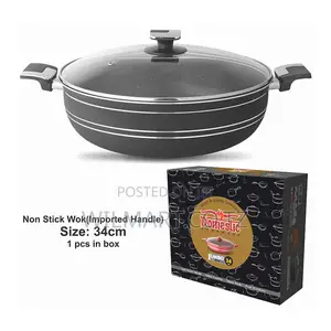 Wilmart 34cm Majestic Wok With Handle Lid Non Stick Marble Coating