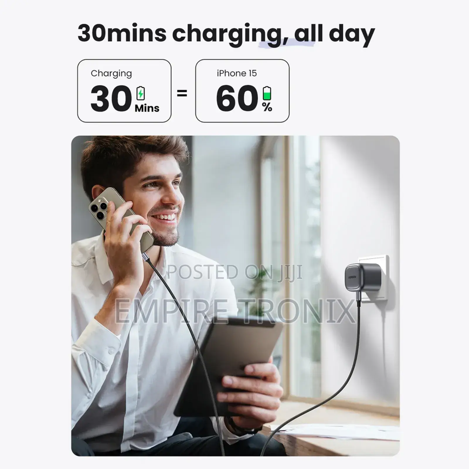Ugreen 30w Uk Pin Type‐C Gan Fast Charger Cd305