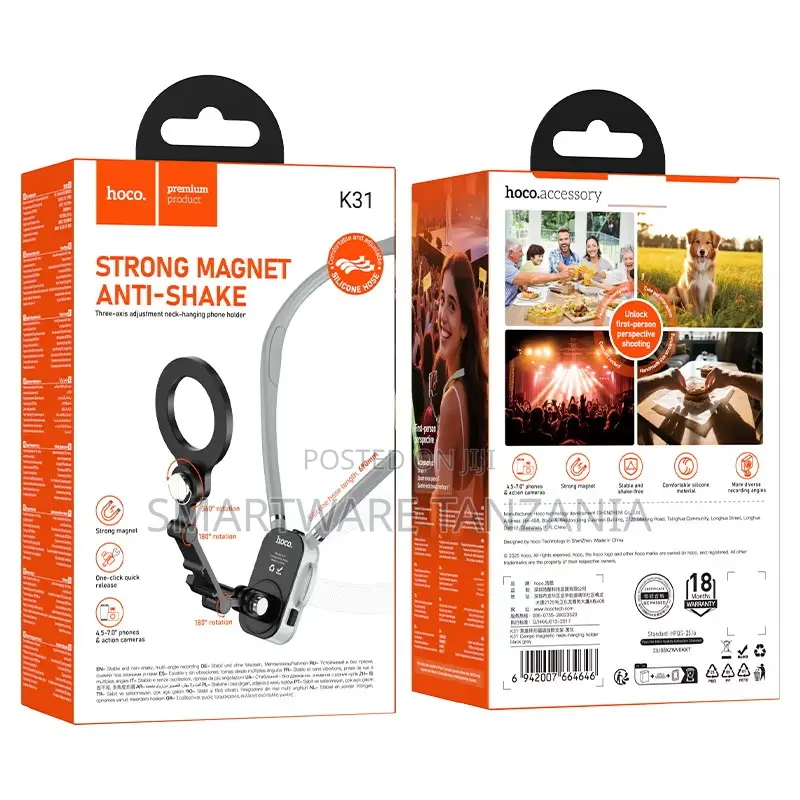 Hoco Strong Magnet Anti-Shake Three-Axis Neck-Hanging Phone Holder