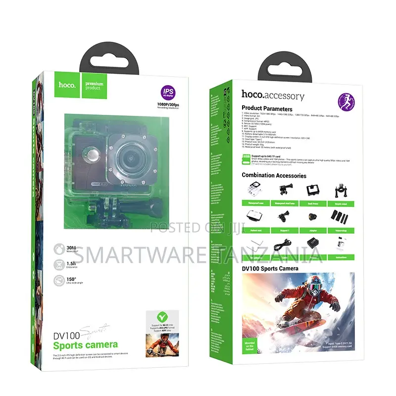 Hoco Dv100 Sports Camera 1080p 260fps Waterproof 30m Wide Angle 150°