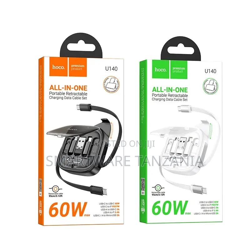 Hoco U140 All-in-One Portable Retractable Charging Cable Set 60w 95cm