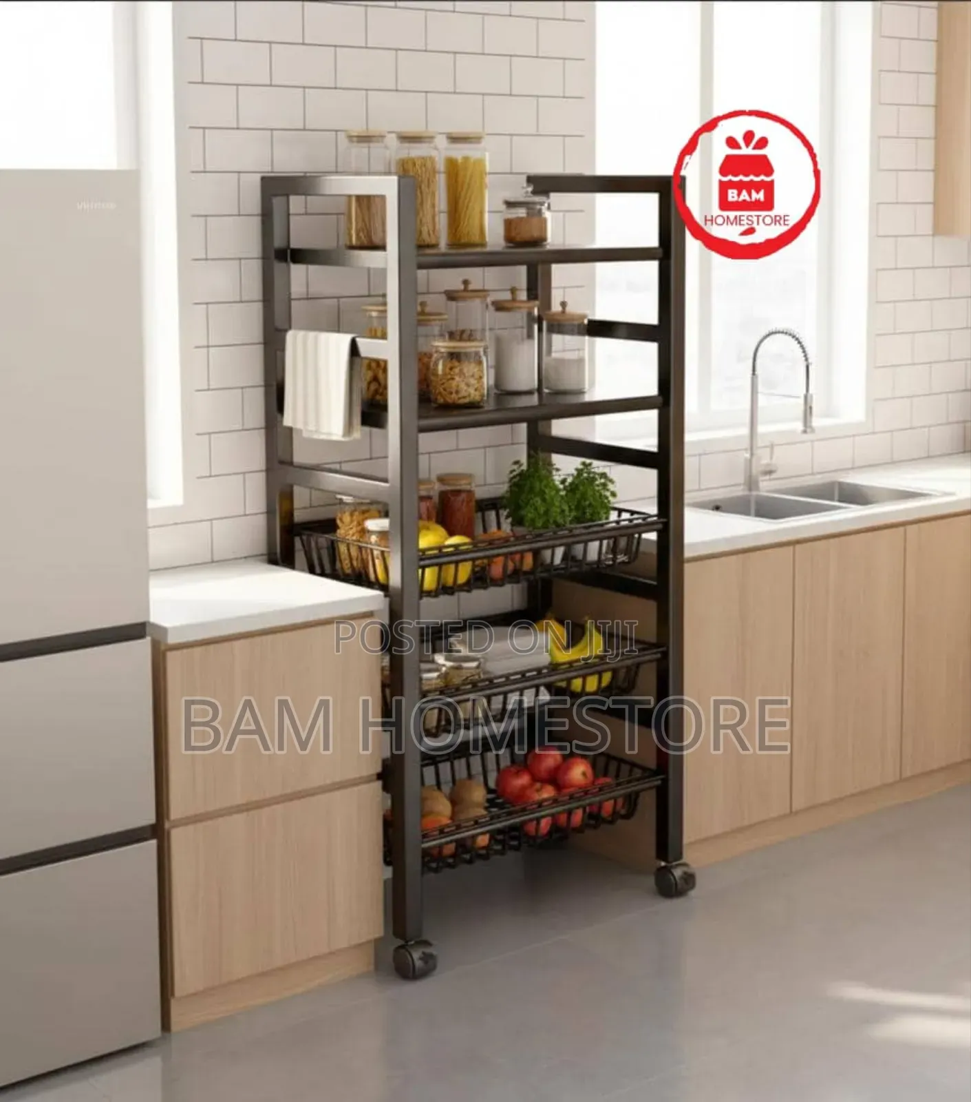 Multipurpose Kitchen Office Rolling Rack 122*50*32cm
