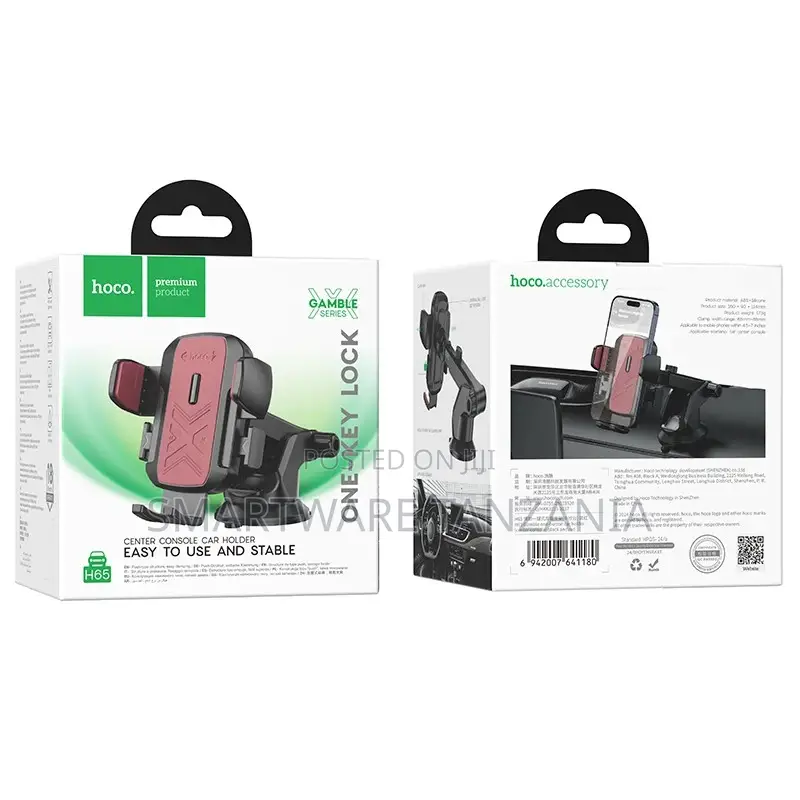 Hoco H66 Gamble Console Car Holder Pink Easy Stable Phone Mount