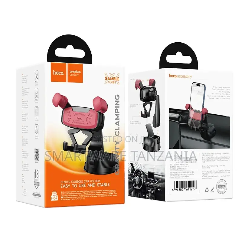 Hoco H67 Gamble Gravity Console Car Holder Pink Stable Clamping