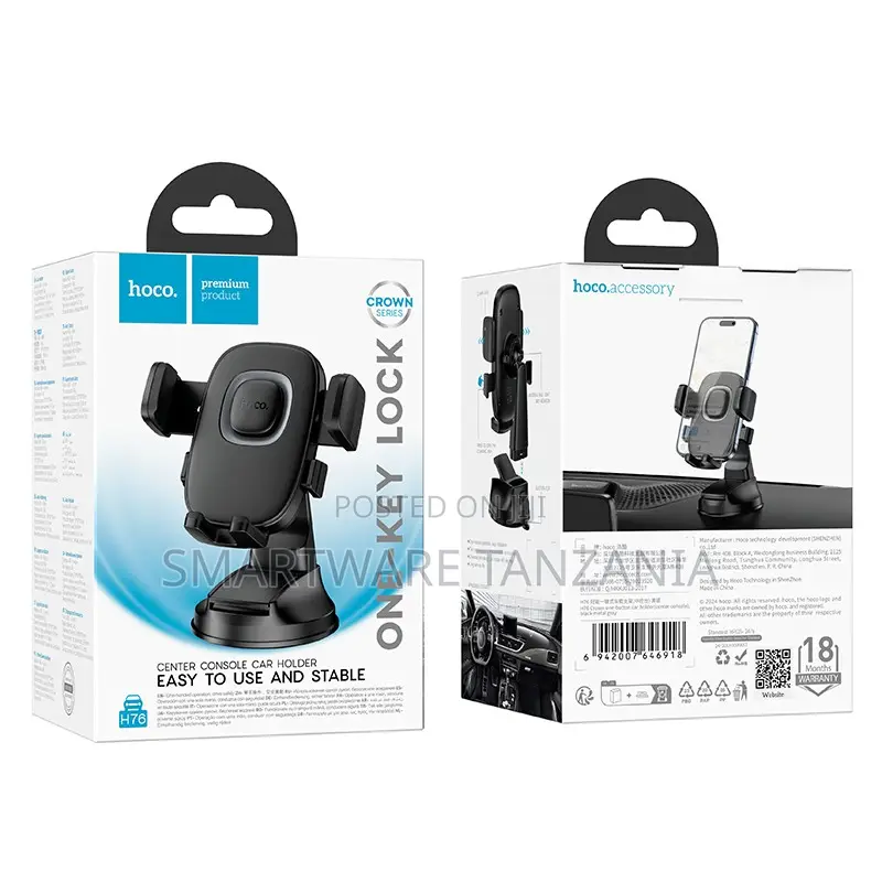 Hoco H76 Crown One Key Lock Console Holder Car Phone Mount Stable