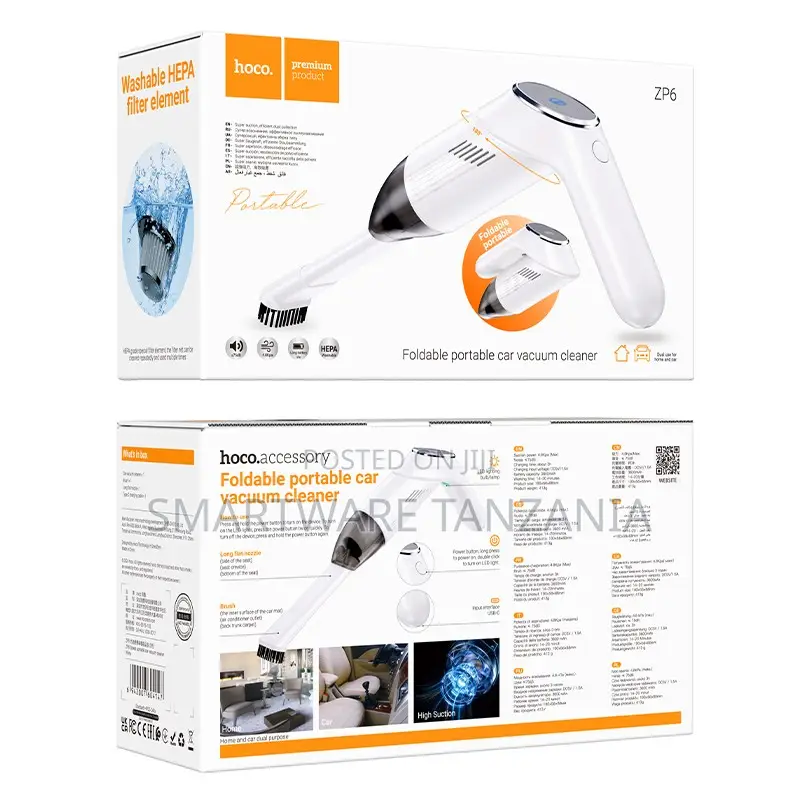 Hoco Zp6 Foldable Portable Car Vacuum Cleaner Hepa Filter Powerful