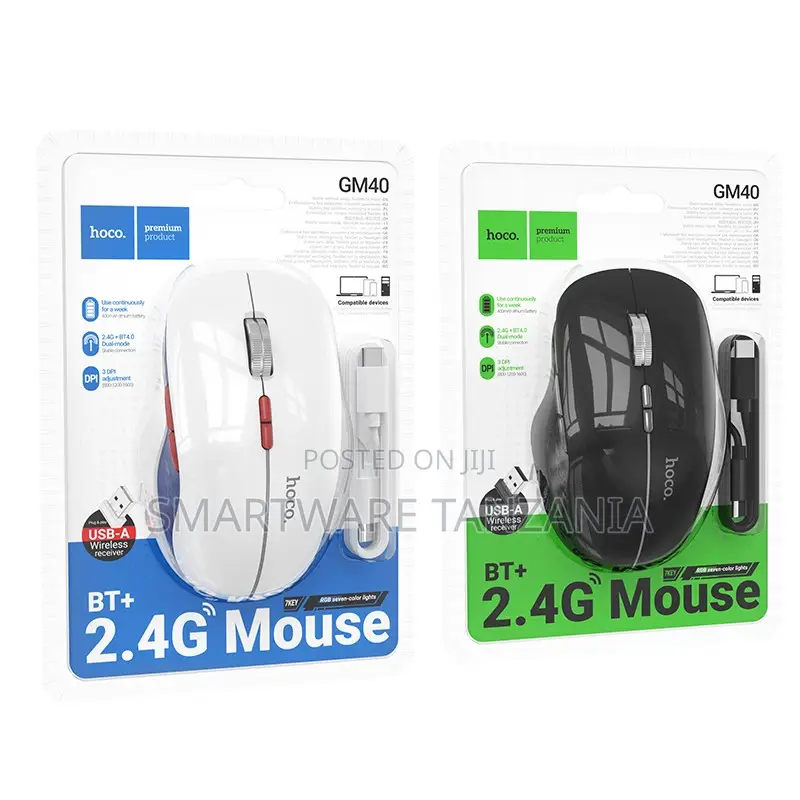 Hoco Gm40 Wireless Mouse Bluetooth 2.4g Dual Mode Usb Rechargeable