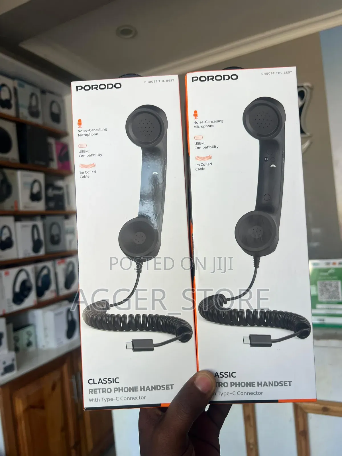 Porodo Classic Retro Phone/Computer Handset With Type-C Connector