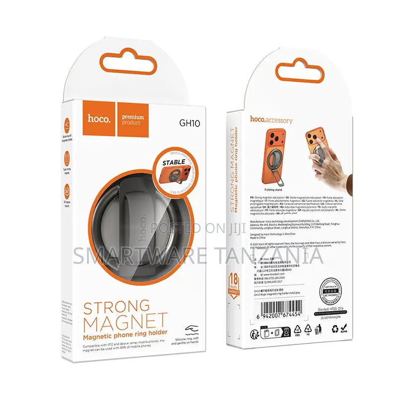 Hoco Gh10 Strong Magnet Folding Stand Phone Ring Holder for Smartphone