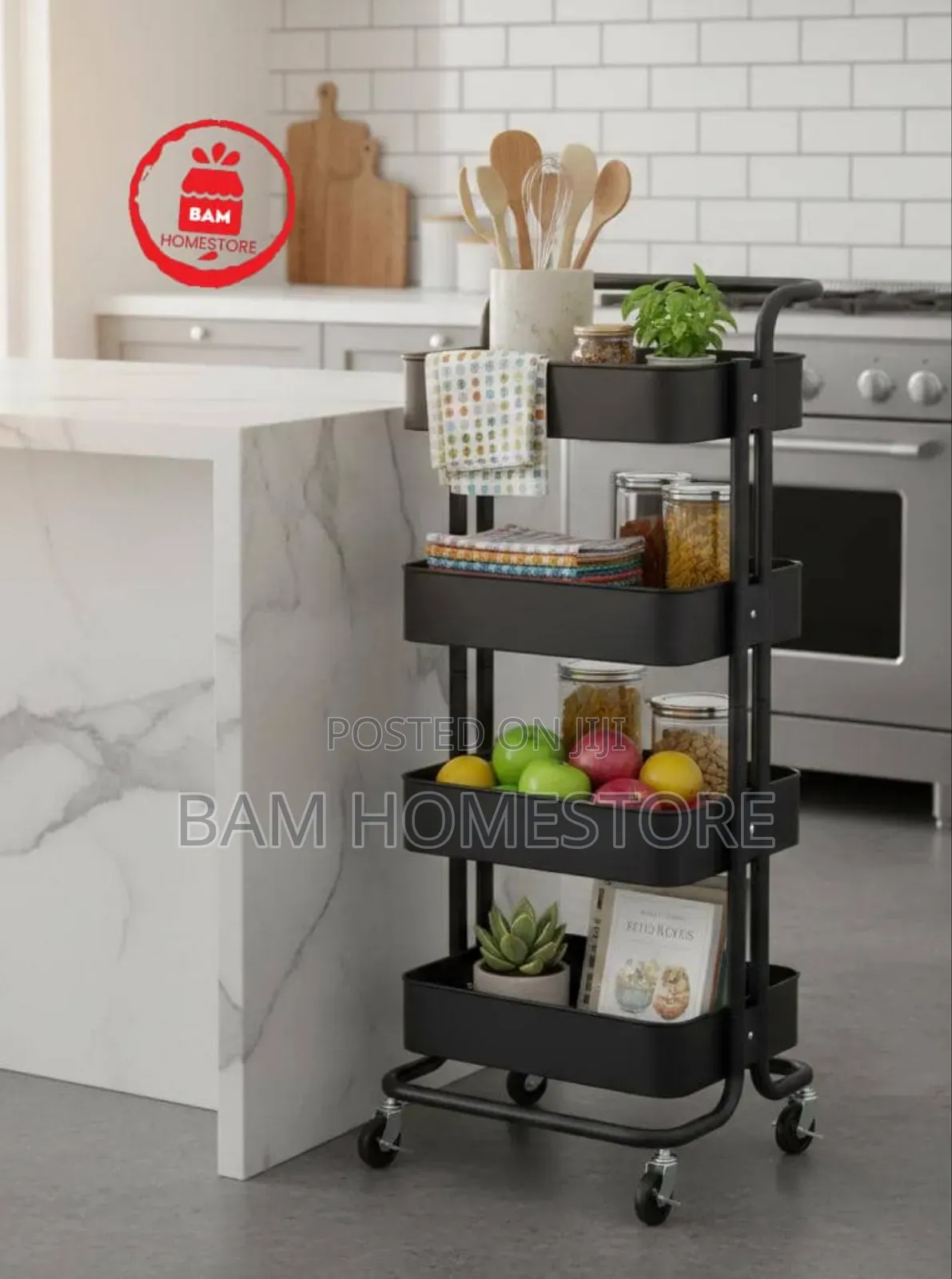 : 4-Tier Multi-Purpose Rolling Storage Trolley