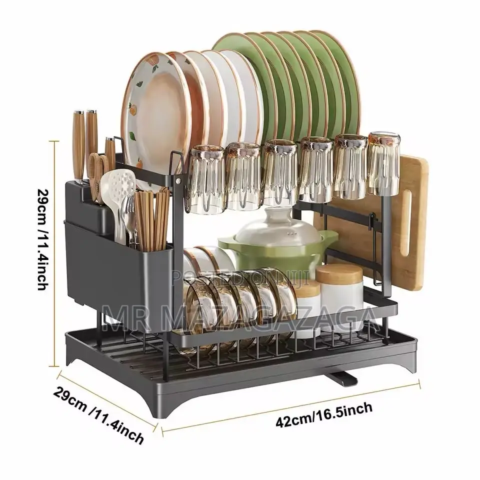Tier Dish Drying Rack Black
