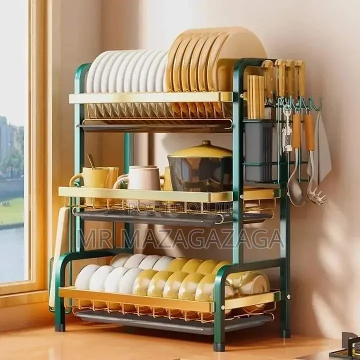 3-Tier Dish Drying Rack Green