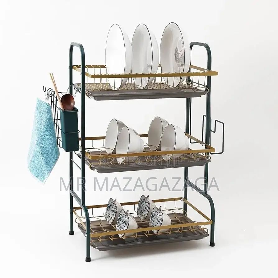 3-Tier Dish Drying Rack Green