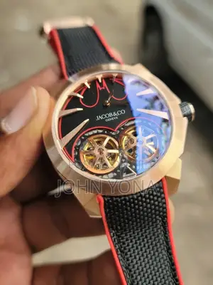 Jacob Co. Gotham City Double Flying Tourbillon Watch in Gold Case