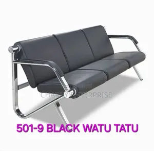 Comfortable Three-Seater Waiting Room Bench Chair With Leather Cushion
