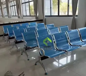 Three-seater Blue Metallic Airport Or Reception Waiting Bench Or Chair