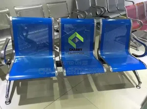 Three-seater Blue Metallic Airport Or Reception Waiting Bench Or Chair